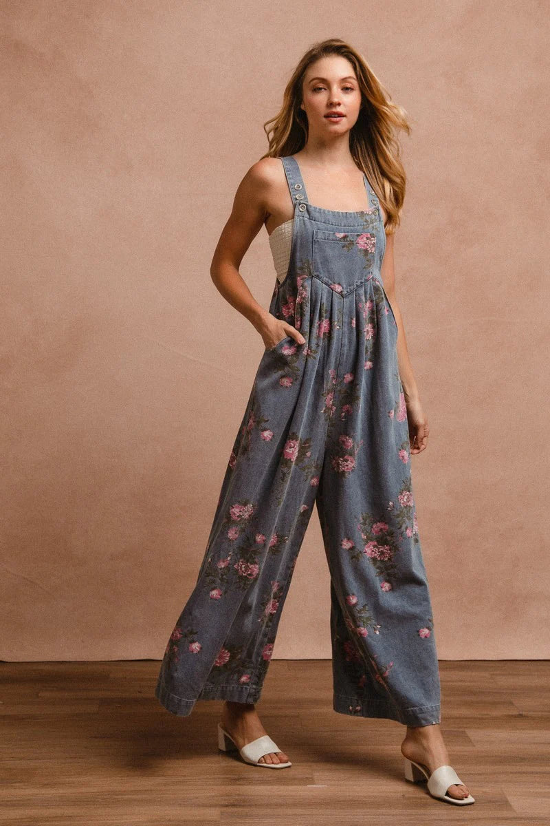 Hannah Floral Jean Overalls